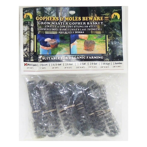 Grow Master Grow Master 4 in. W Gray Stainless Steel Gopher Wire Basket, PK6 4832 - main